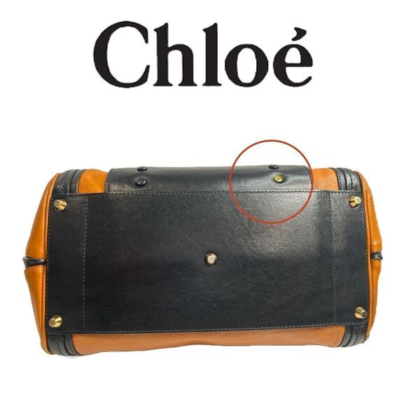 Chloé Leather Alice Shoulder‎ Crossbody Bag - Black and Brownish Orange - Picture 6 of 7